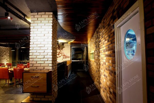 cafe dekoratif tugla uygulamasi